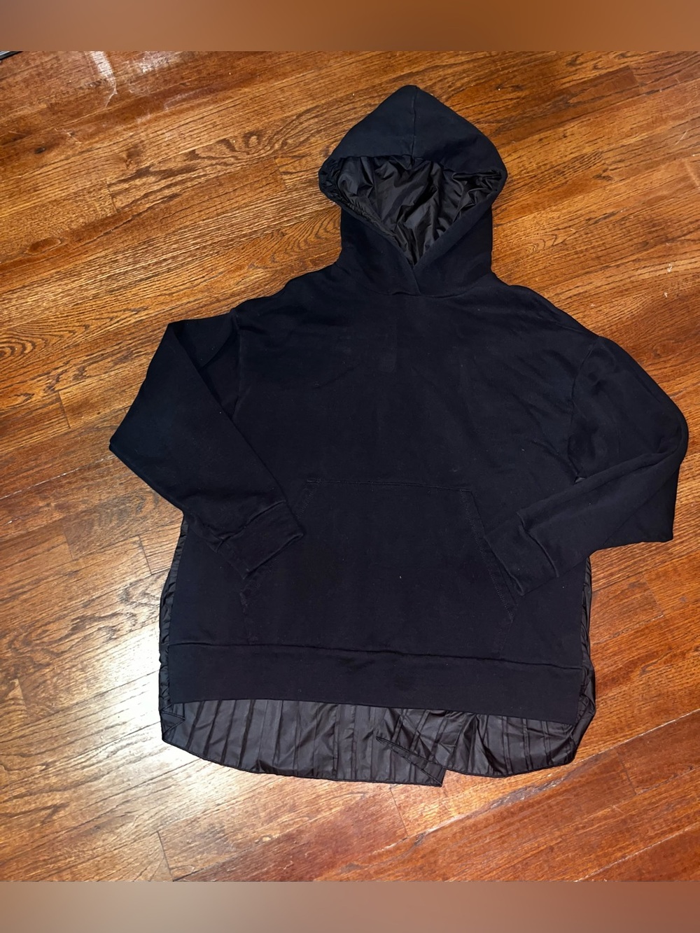 Zara Black Hooded Puffer-Layer Sweatshirt
